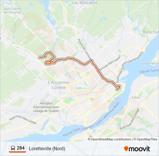 Plan de la ligne 284 de bus