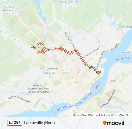 284 Bus Line Map