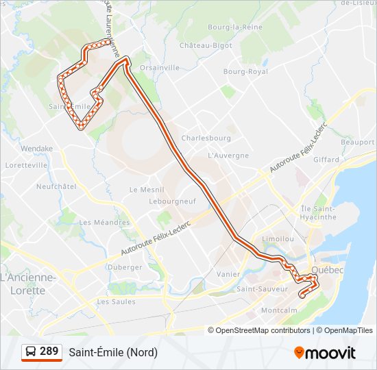 Plan de la ligne 289 de bus