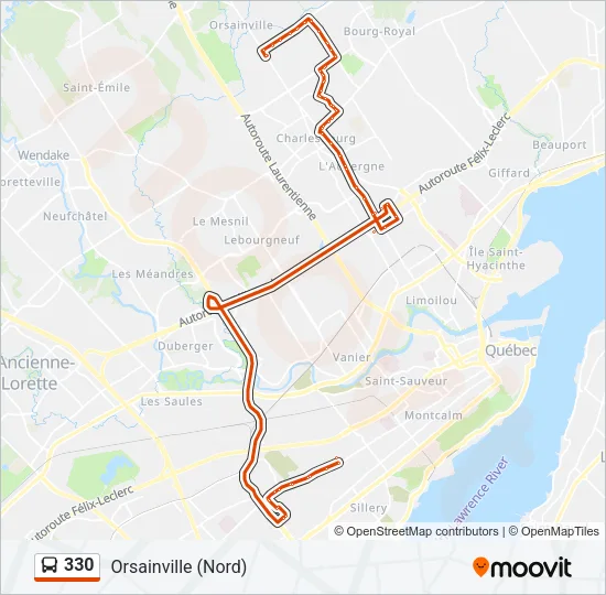 Plan de la ligne 330 de bus