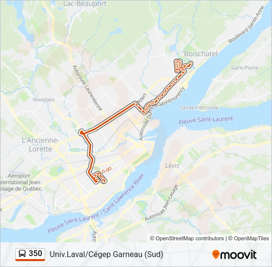 Plan de la ligne 350 de bus