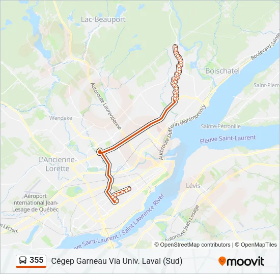 Plan de la ligne 355 de bus