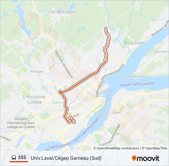 355 Bus Line Map