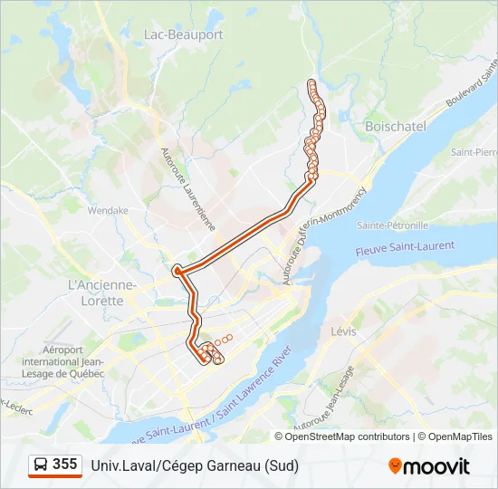 Plan de la ligne 355 de bus
