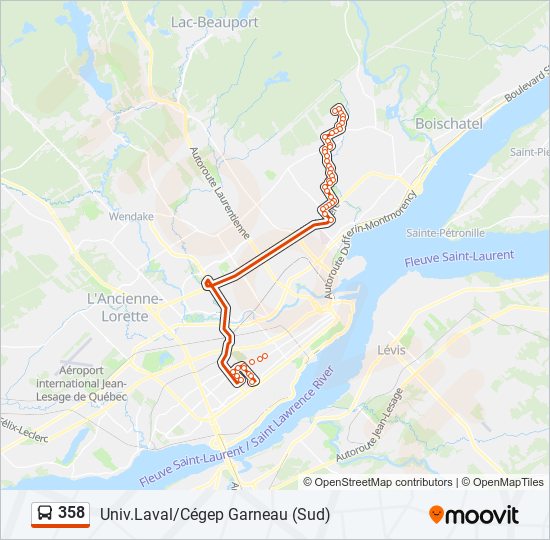 Plan de la ligne 358 de bus