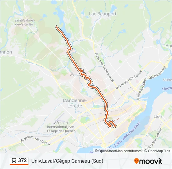 Plan de la ligne 372 de bus