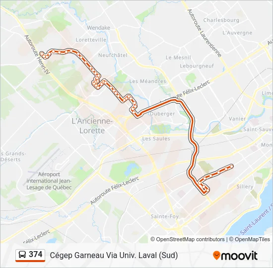 374 Bus Line Map