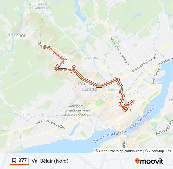 Plan de la ligne 377 de bus