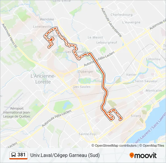 381 Bus Line Map