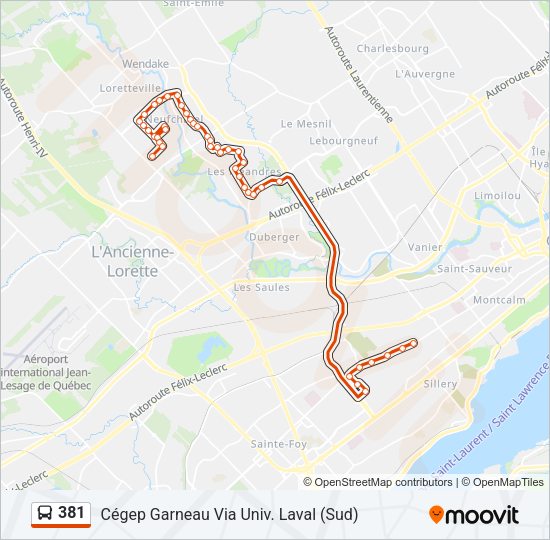 381 Bus Line Map