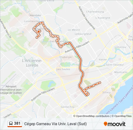 381 Bus Line Map