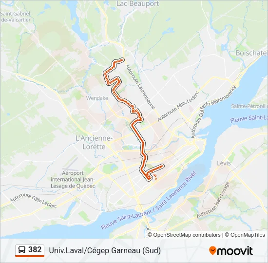 Plan de la ligne 382 de bus