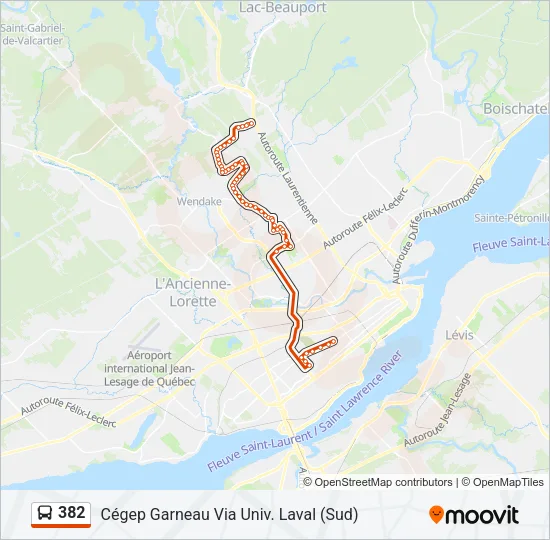Plan de la ligne 382 de bus