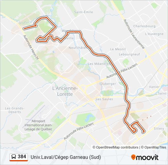 Plan de la ligne 384 de bus