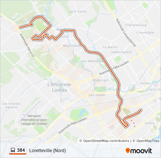 Plan de la ligne 384 de bus