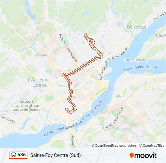 Plan de la ligne 536 de bus
