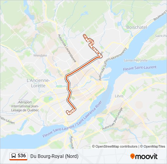 Plan de la ligne 536 de bus