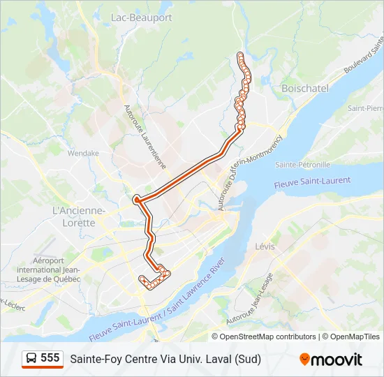 555 Bus Line Map