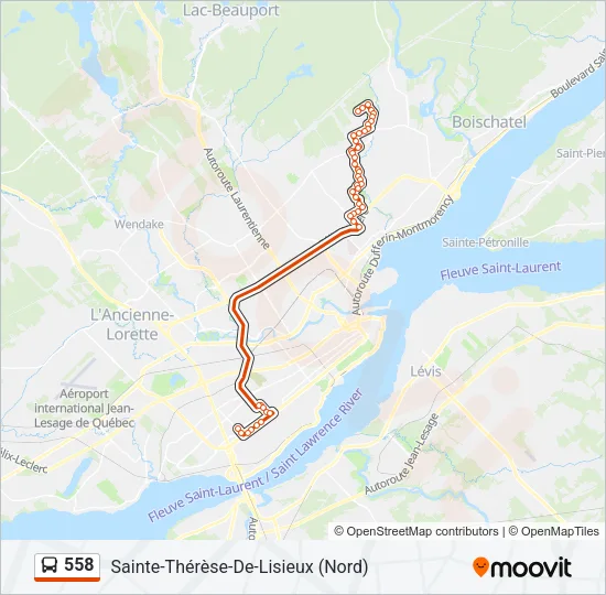 Plan de la ligne 558 de bus