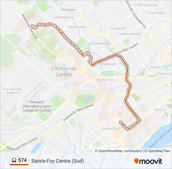 Plan de la ligne 574 de bus