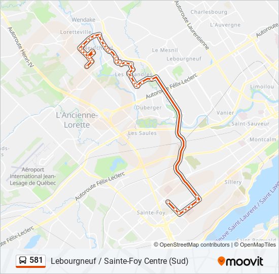 581 Route: Schedules, Stops & Maps - Lebourgneuf / Sainte-Foy