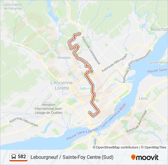 Plan de la ligne 582 de bus