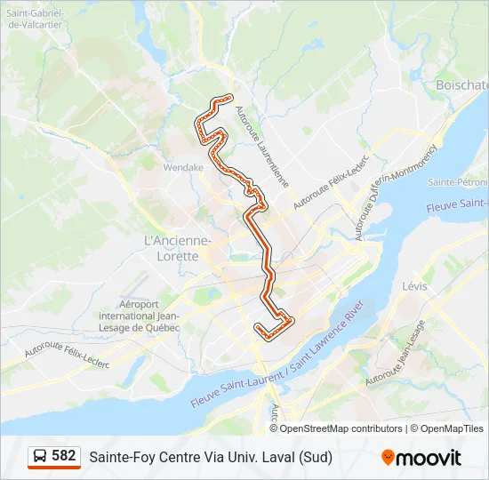 Plan de la ligne 582 de bus