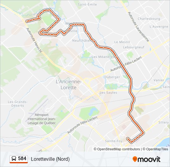 584 bus Line Map