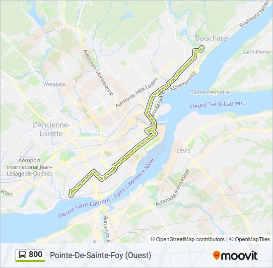 Plan de la ligne 800 de bus