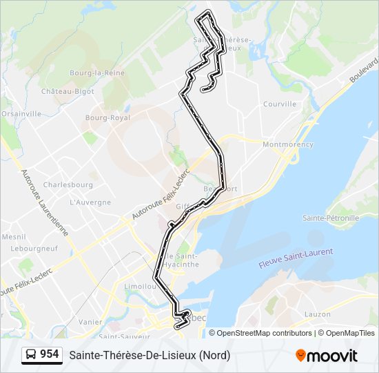 954 Bus Line Map