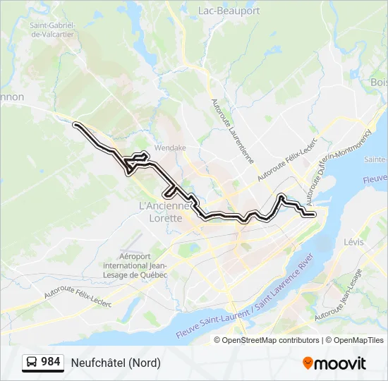 984 Bus Line Map