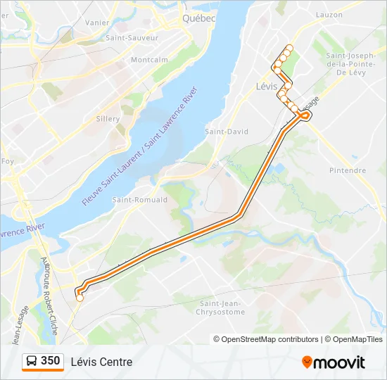 Plan de la ligne 350 de bus