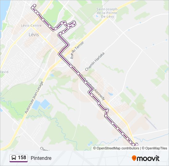 Plan de la ligne 158 de bus