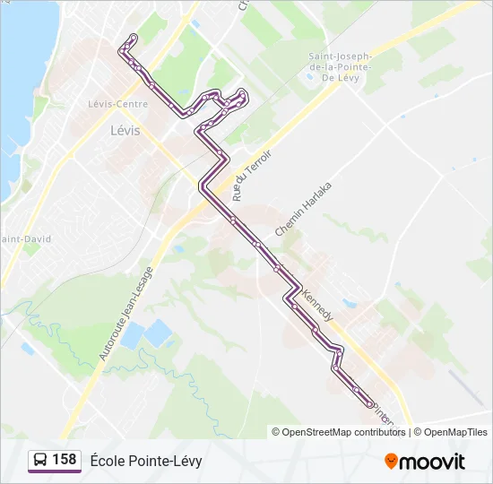 Plan de la ligne 158 de bus