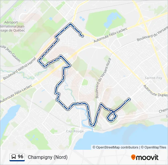 96 Bus Line Map