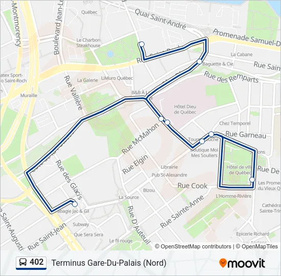 Plan de la ligne 402 de bus
