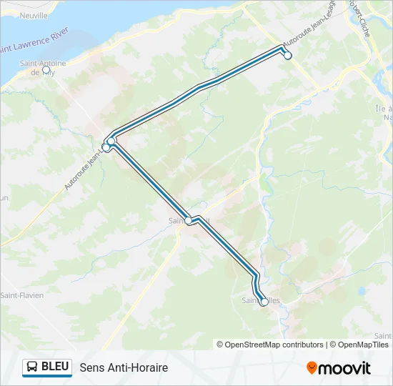 Plan de la ligne BLEU de bus