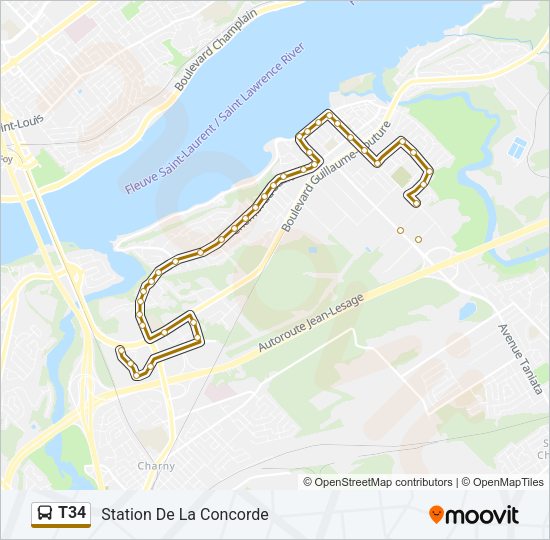 T34 Bus Line Map