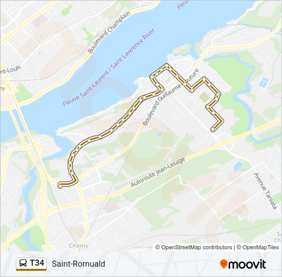 T34 Bus Line Map