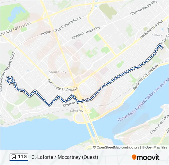 Plan de la ligne 11G de bus