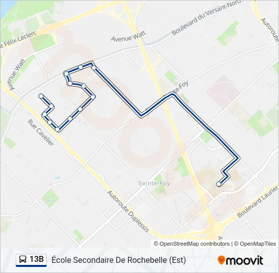 Plan de la ligne 13B de bus