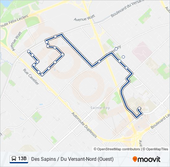 13B bus Line Map