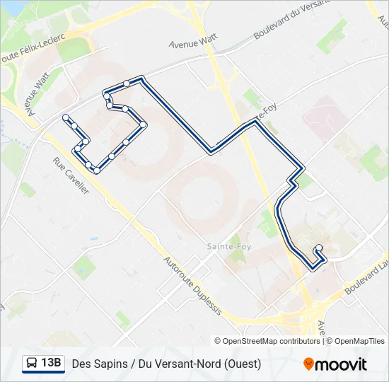 13B Bus Line Map