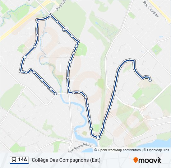 Plan de la ligne 14A de bus