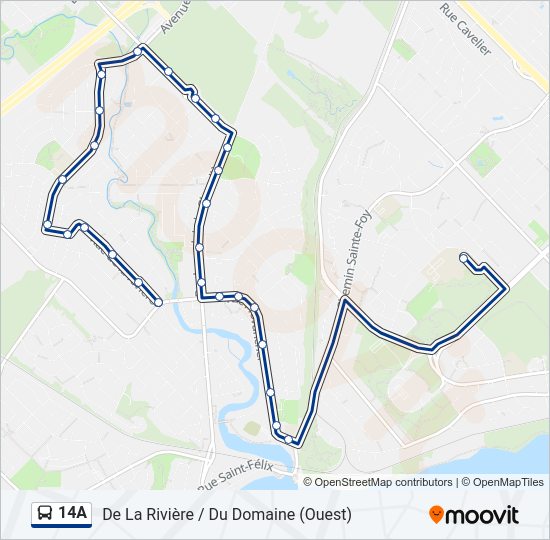 Plan de la ligne 14A de bus