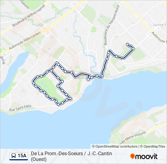 Plan de la ligne 15A de bus