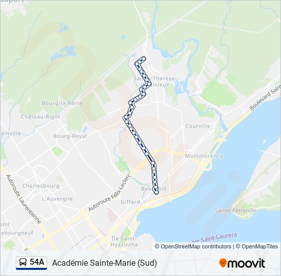 54A bus Line Map