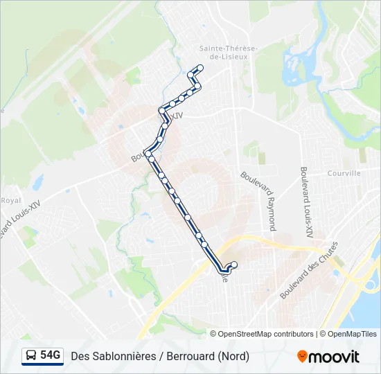 54G Bus Line Map
