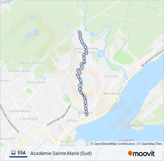 55A bus Line Map