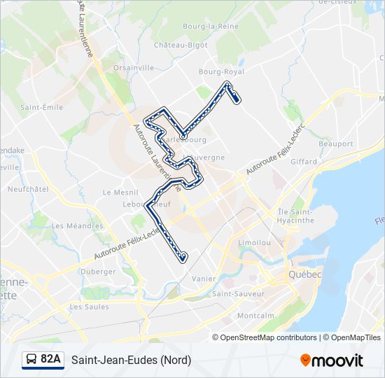 Plan de la ligne 82A de bus